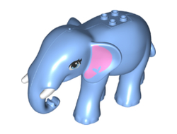 Elephant, Friends with Bright Pink Ears, White Tusks and Bright Light Blue Eyes Pattern, Medium Blue (67419pb01 / 6296712)