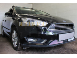 Защита радиатора Ford Focus III (рестайлинг) 2014- с датчиком ACC chrome низ