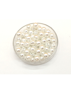 Бусины пластиковые под жемчуг 6 мм, цвет белый