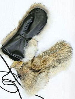 Варежки, рукавицы  мужские, Зимние натуральный мех волк Арт. мв-005