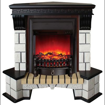 Угловой электрокамин Stone AO с очагом Fobos