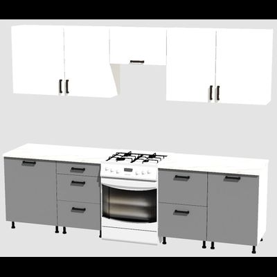 Кухня Эконом 2,1 метра (600х450х600х450) Цвет: Белый/Базальт