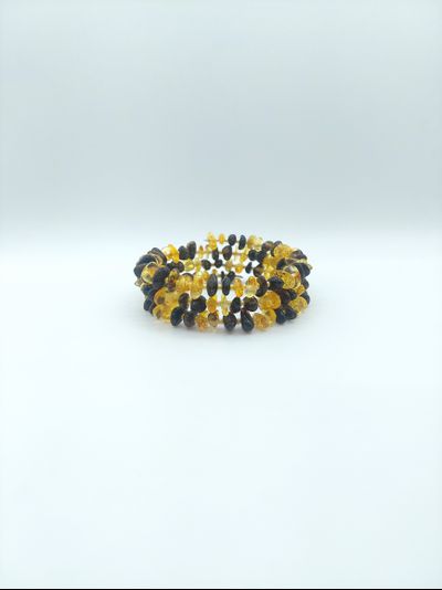 Браслет из двухцветного янтаря , тройной , безразмерный