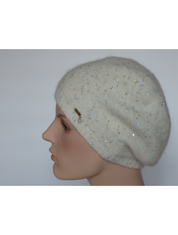 Белый тонкий зимний берет женский Vizio Италия 6948 BO