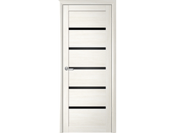 Межкомнатная дверь Кипарис белый, черное стекло