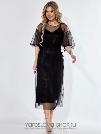 Женский нарядный комплект: платье и комбинация