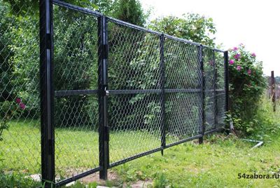 Ворота распашные  (сетка рабица)