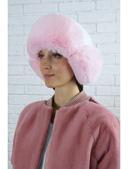 Ушанка "Нон-стоп" цвет белый + розовый