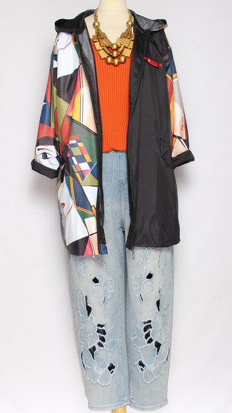 Ветровка  "Пикассо" красный рисунок р.50-56