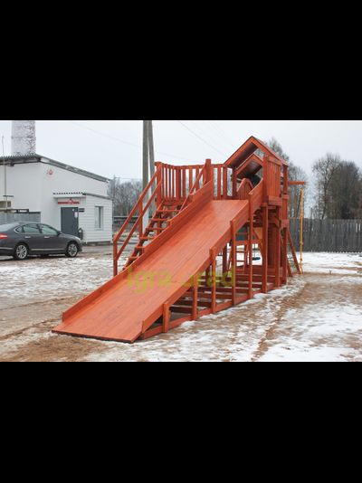 Детская деревянная зимняя горка Snow Fox 5,9 м + "Панда Фани Gride"