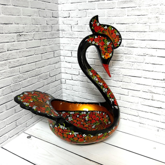 Лебедь большой с ковшами 50*40*23 см сувенирный с росписью Хохлома