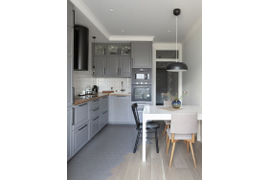 Кухня угловая, 3000*1800мм (по низу), Материал фасадов МДФ. Срок изготовления от 30 рабочих дней. Цена на момент изготовления 145000 руб.