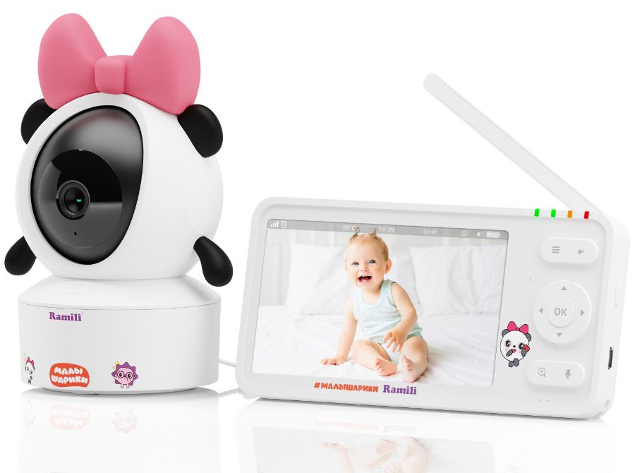 WiFi Видеоняня Ramili Baby RV700PANDA Пандочка, Малышарики, с креплением, 1 моторизированная видеока