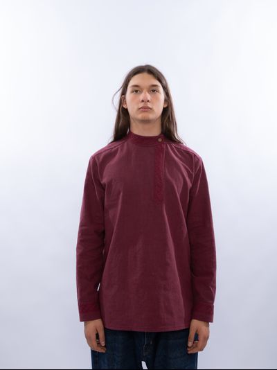 Косоворотка современная из крапивы "Богатырская с вышивкой" (модификация 1)