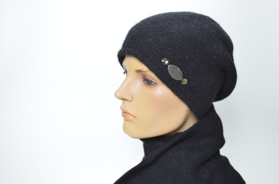 Берет и шарф Италия Вицио черный
