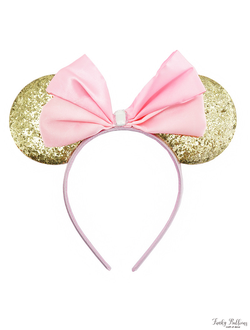 Карнавальный ободок «Мышка с розовым бантиком» Золотой