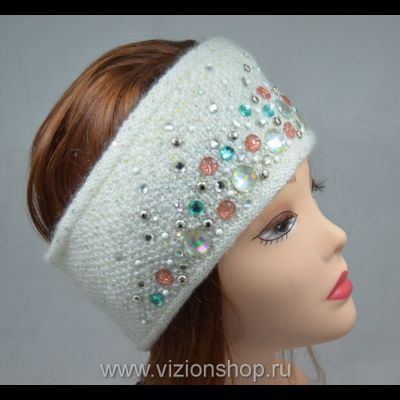 Повязка на голову с камнями Vizio 5319 белая