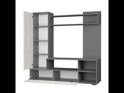 Гостиная Евро 2 (лдсп) (Графит/дуб крафт белый) , Ш1500хВ1520хГ440 мм