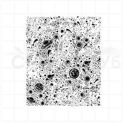 Штамп фоновый с изображением звездного неба и планет