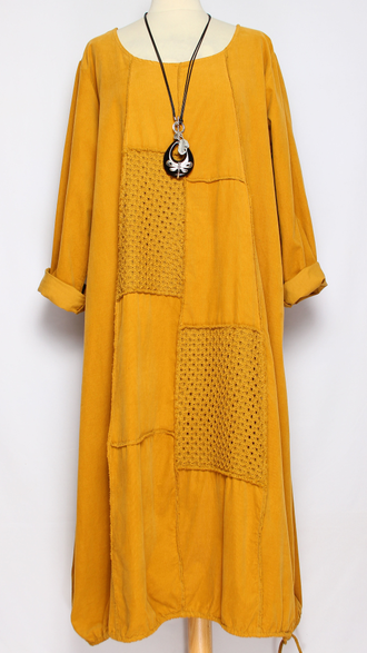 Платье Бохо вельветовое "Сетка трикотажная спинка" горчичное, морская волна, малахит до р.56