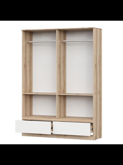 Брауни шкаф четырехстворчатый (с ящиками) Дуб Делано/Белый