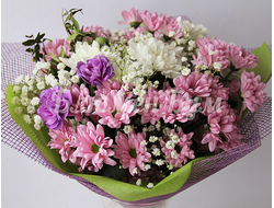 букет из кустовых хризантем розового цвета Челны