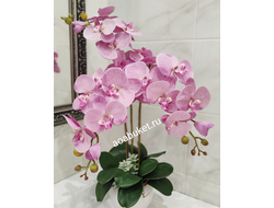 Композиция орхидея розовая кашпо малое № ОР010
