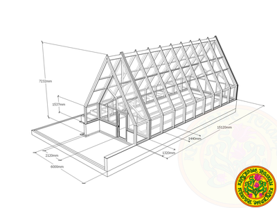 Зимняя теплица РИЧАРД размером 6000 x 15000 мм