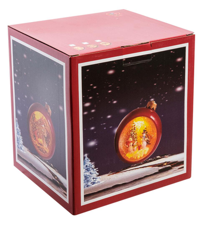 Новогодний светильник с музыкой и поддувкой снега "Ёлочный шар", 16см (два вида)