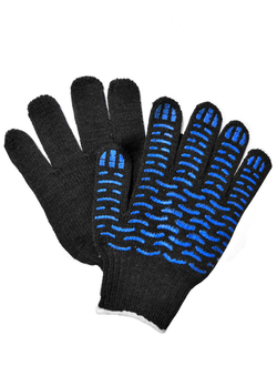 Перчатки вязанные Х/Б, 4 ниток + ПВХ (точки)