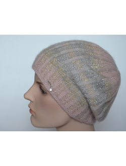 Персиковый женский берет из мохера и альпака Vizio Италия 6916