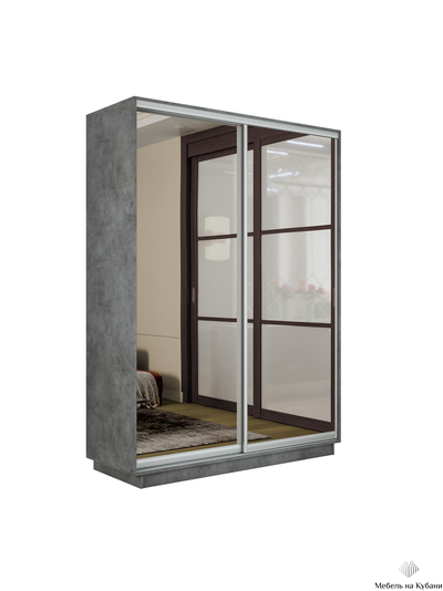 Экспресс шкаф-купе 2-х дверный (Зеркало) 1,2х2,2м Белый, Анкор светлый, Сонома, Ясень шимо светлый, Крафт табачный, Серый диамант, Бетон, Венге, Кашемир