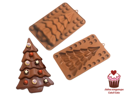 Форма силикон Елка шоколадная с шарами, 12х19 см