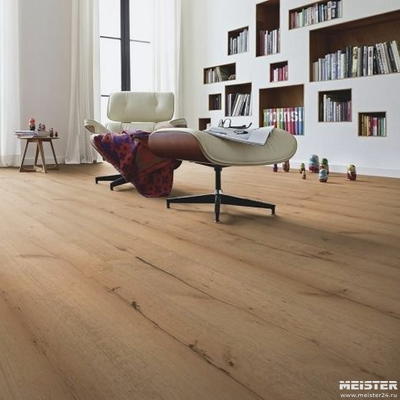 Паркетная доска Meister HD 400 Lindura Дуб рустик Чистый 8413 в интерьере
