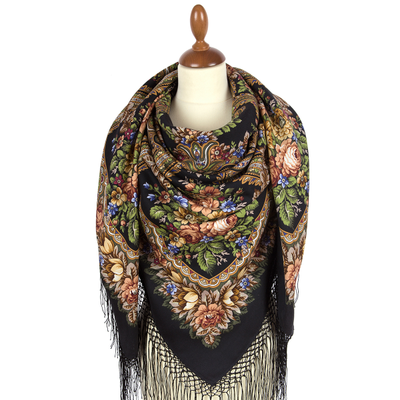 Павловопосадский платок Небесный 391-18