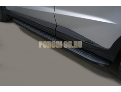 Пороги алюминиевые с пластиковой накладкой (карбон черные) 1720 мм для Jetour X70 Plus 2023-