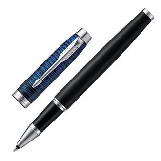 Ручка-роллер PARKER "IM Blue Origin CT", корпус латунь, детали хром, черная, 2073477