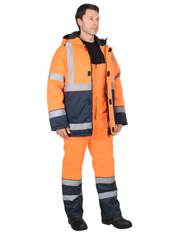 Костюм утепленный сигнальный -МАГИСТРАЛЬ-3 куртка, п/к  (тк. Оксфорд)