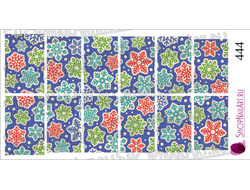 Слайдер-дизайн 444 - Снежинки цветные, на синем фоне.