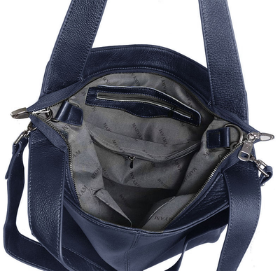 (АРТИКУЛ: 9728/82) СУМКА БОЛЬШАЯ, КОЖАНАЯ, ТЕМНО-СИНЯЯ, ДВЕ РУЧКИ И РЕМЕНЬ ЧЕРЕЗ ПЛЕЧО