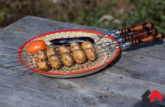 Шампур Стандарт для грибов и овощей с деревянной ручкой 45см