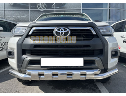 Защита переднего бампера с перемычками d60 Toyota Hilux Black Onyx (2020-)