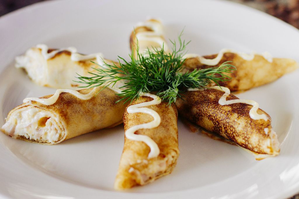 Блины с курицей и грибами