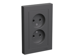 Розетка двойная 2+2Р шторки, базальт - Systeme Electric - AtlasDesign - ATN001422