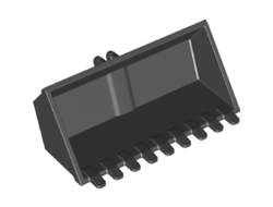 Vehicle, Digger Bucket 9 Teeth 4 x 8, Rise Inside with Locking 2 Finger Hinge, Black (65380 / 6311434)