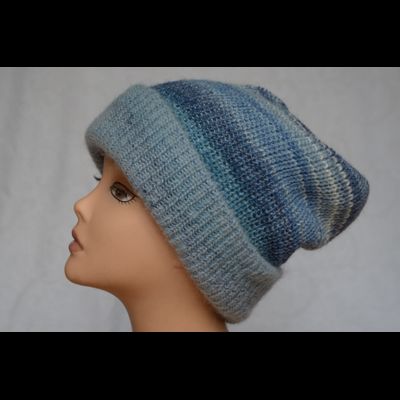 Двухсторонняя шапка бини с отворотом Vizio Италия 6471 голубая