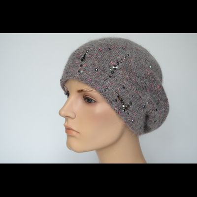 Берет серый с фуксией Vizio 1010 B Италия с украшениями