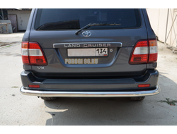 Защита заднего бампера угловая d76 для Toyota Land Cruiser 100 (1998-2006)