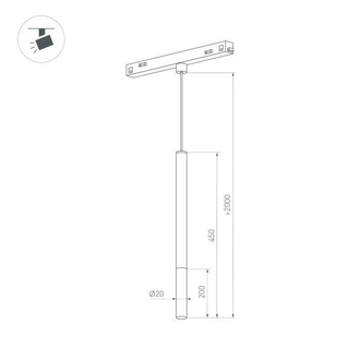 Светильник Arlight MAG-ORIENT-STICK-HANG-R20-6W  (BK, 180 deg, 48V)