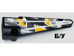 ! Б/У - Technic, Panel Fairing # 6 Long Smooth, Side B with White, Yellows and Grays Stone Background Pattern Sticker - Set 42069, Black (64393pb048) - Б/У